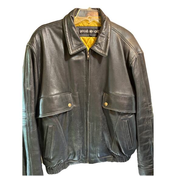 Wear Me Out Vintage Leather Jacket Adult Men's Large Black Full Zip Flaws - - Picture 1 of 9